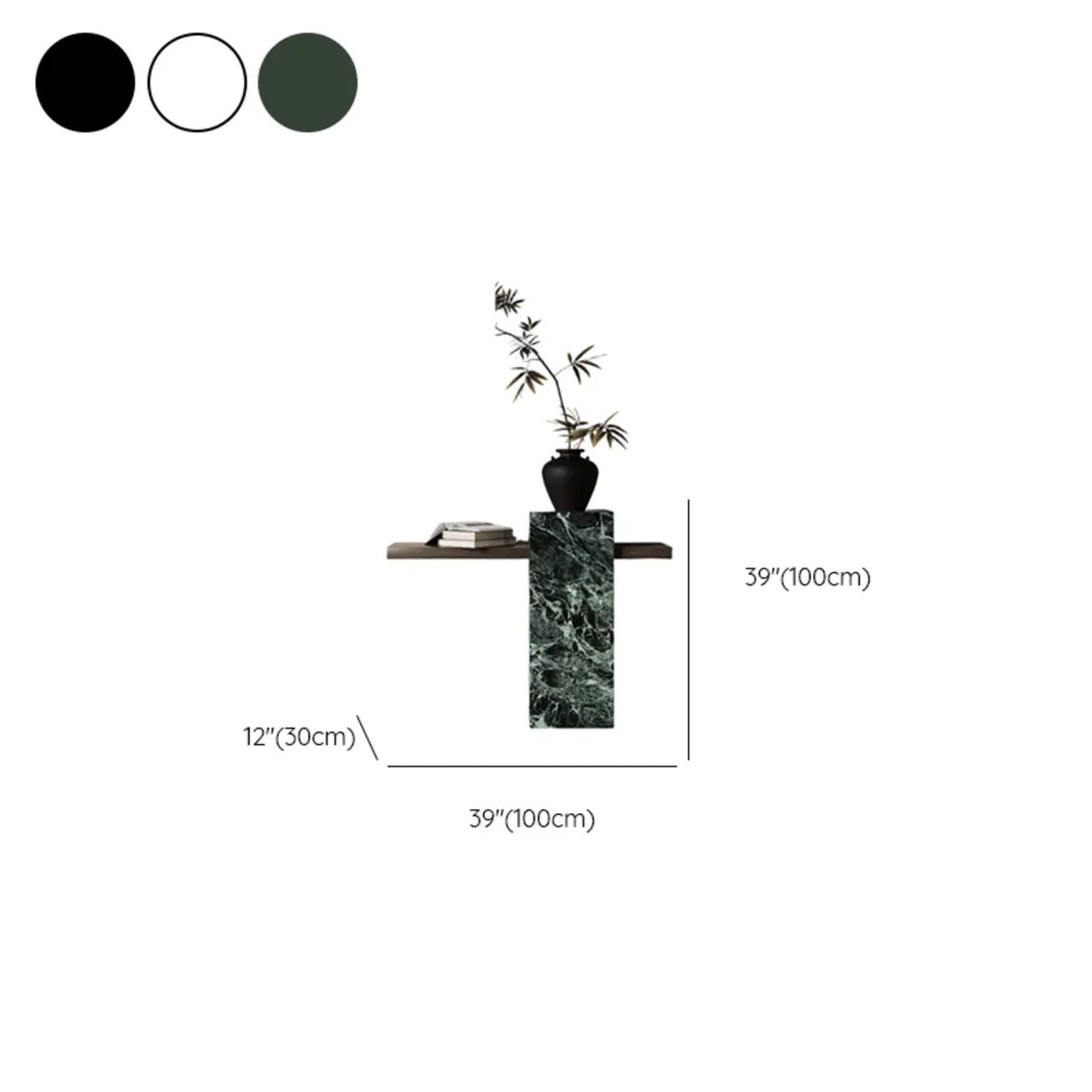 Elegant Rectangular Stone Black Accent Console Table