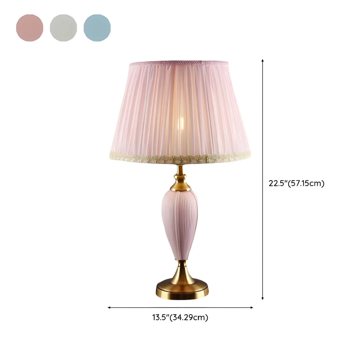 Romantic Vase Metal Table Lamp for Bedroom, Pink, 20"
