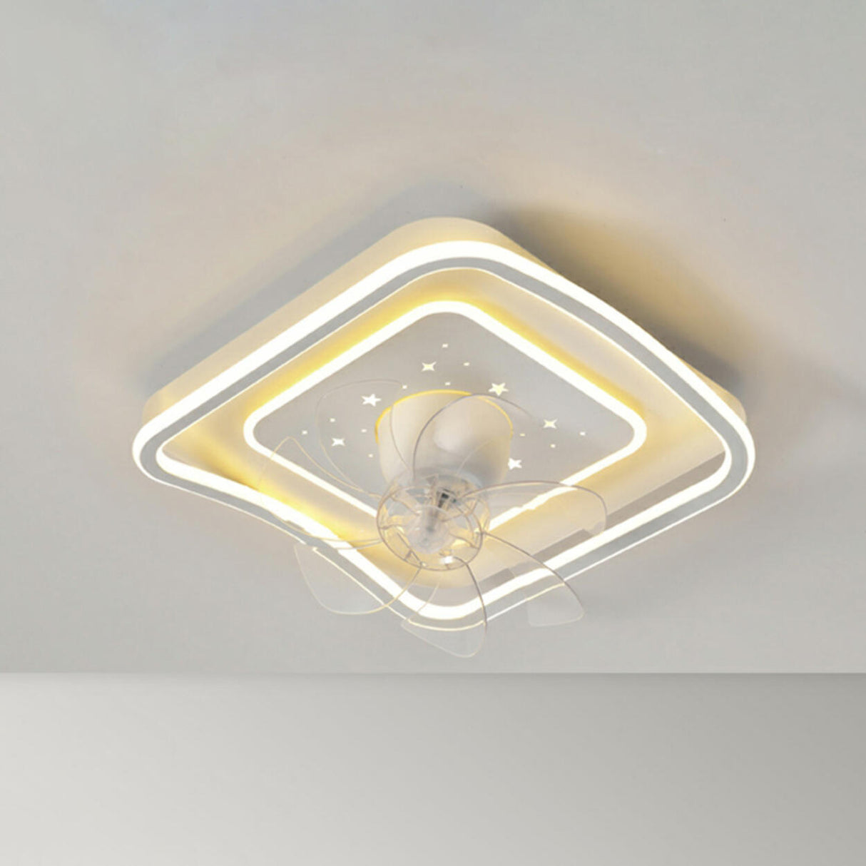 Elegant Round 7 Blade Geometric Stars Ceiling Fan Light Image - 10