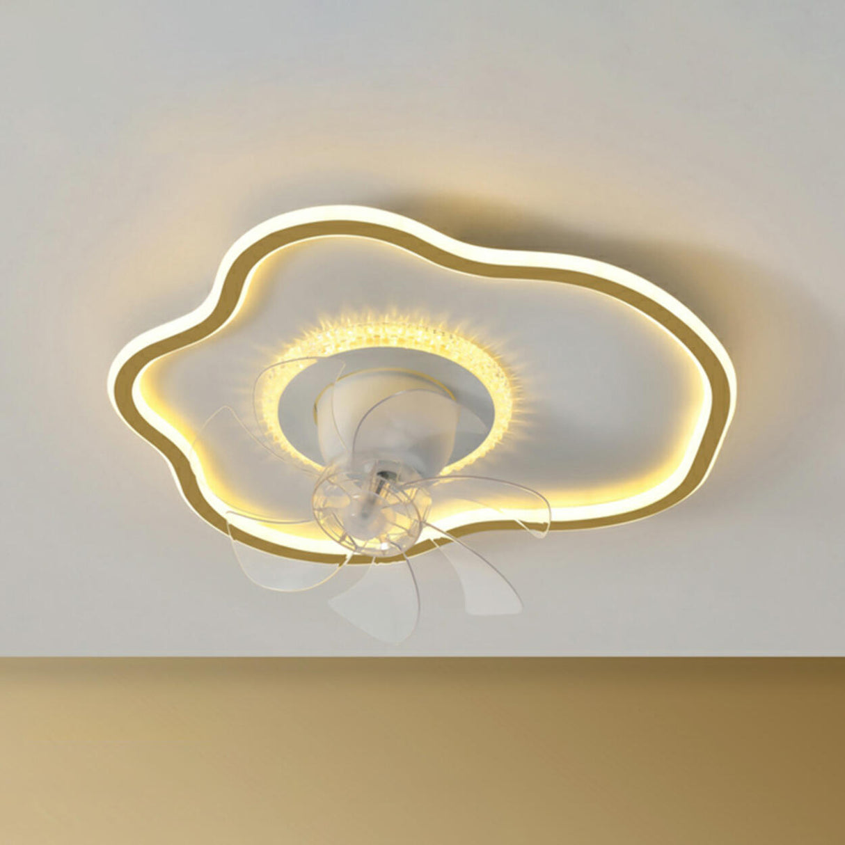 Elegant Round 7 Blade Geometric Stars Ceiling Fan Light Image - 12