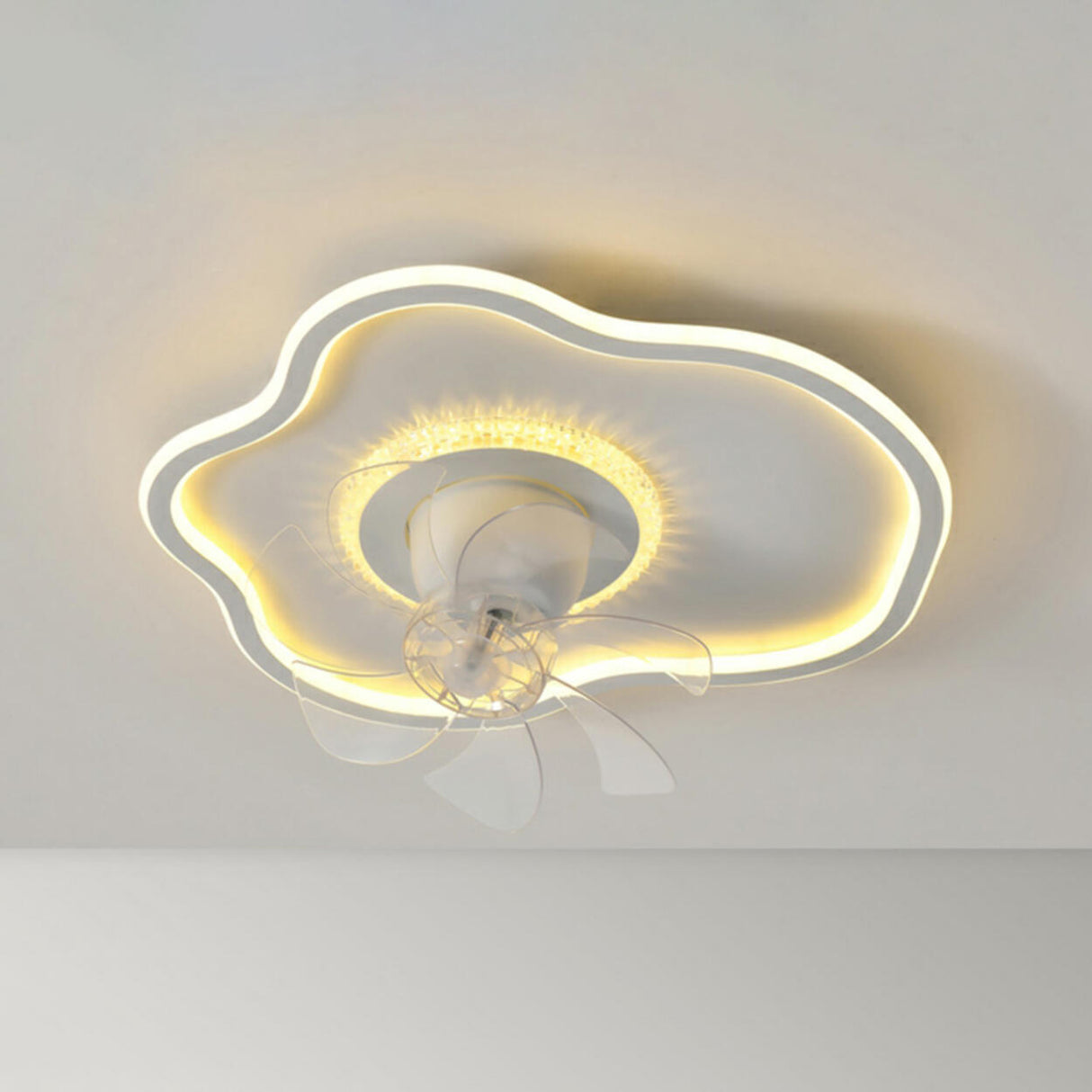 Elegant Round 7 Blade Geometric Stars Ceiling Fan Light Image - 20