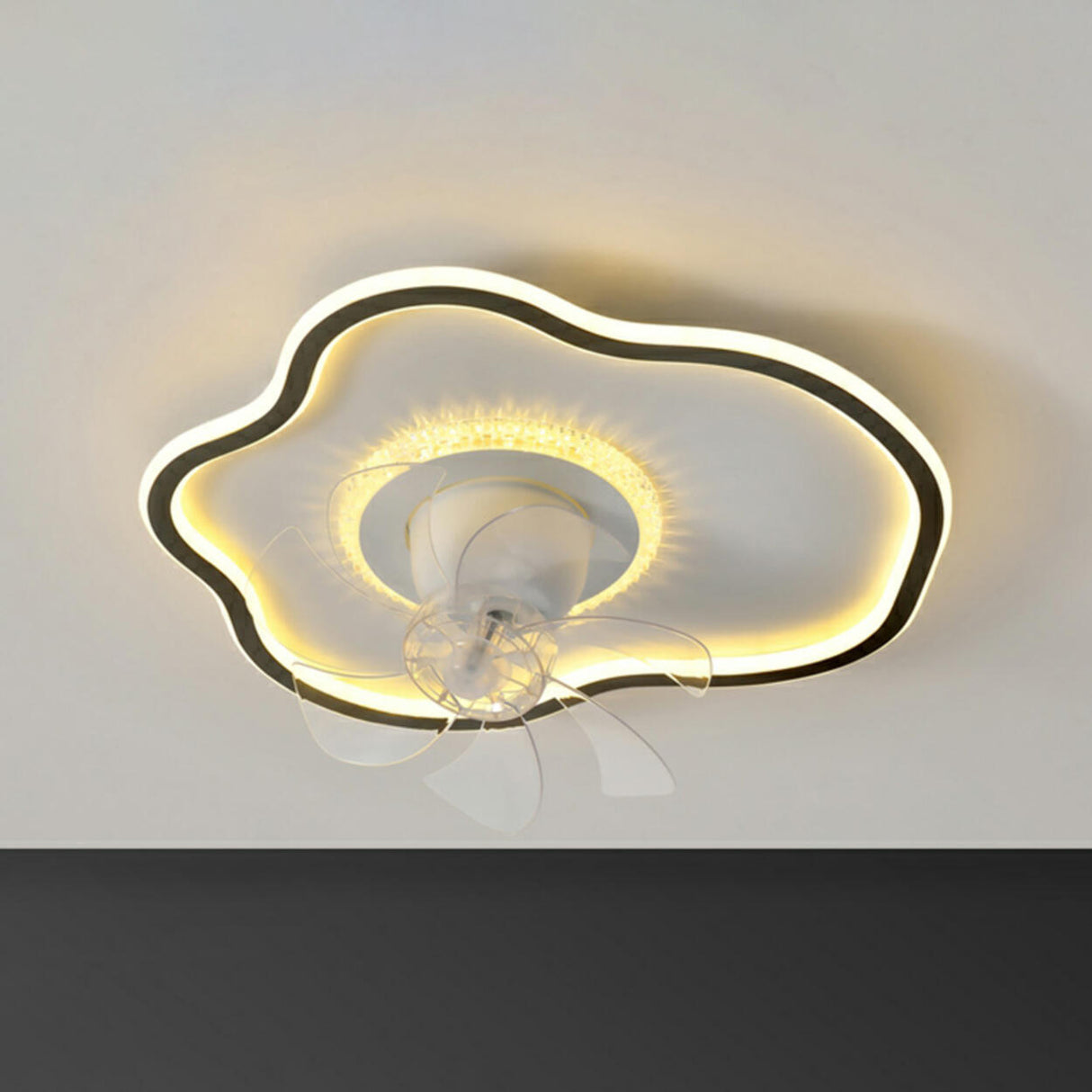 Elegant Round 7 Blade Geometric Stars Ceiling Fan Light Image - 21