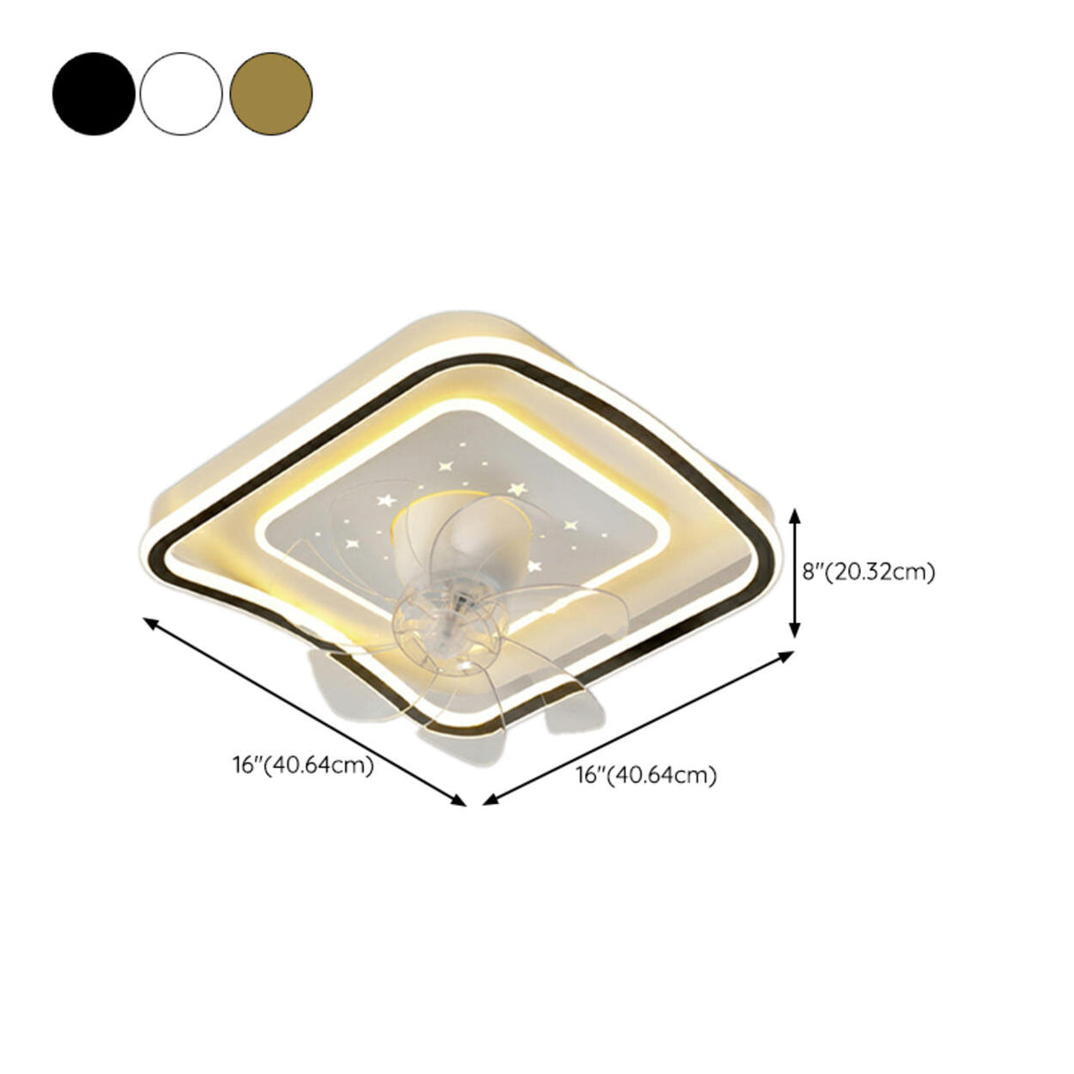 Elegant Round 7 Blade Geometric Stars Ceiling Fan Light