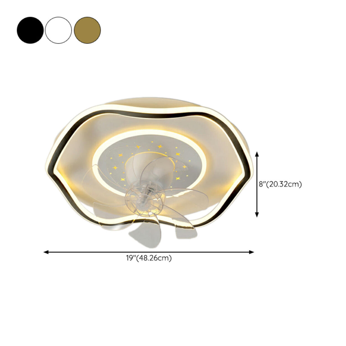 Elegant Round 7 Blade Geometric Stars Ceiling Fan Light Image - 25