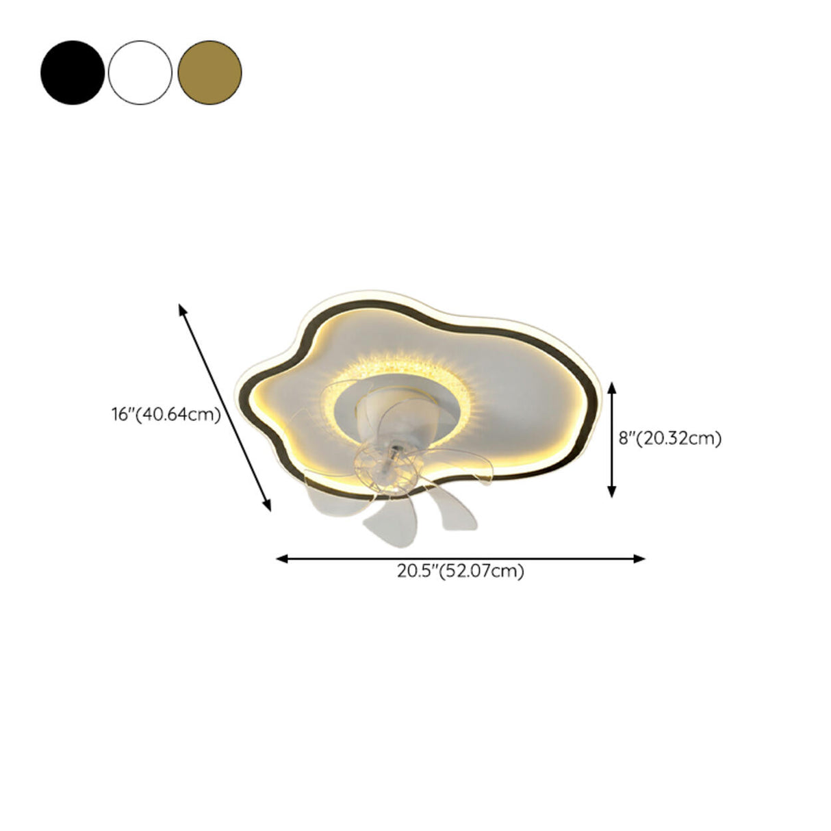 Elegant Round 7 Blade Geometric Stars Ceiling Fan Light Image - 26