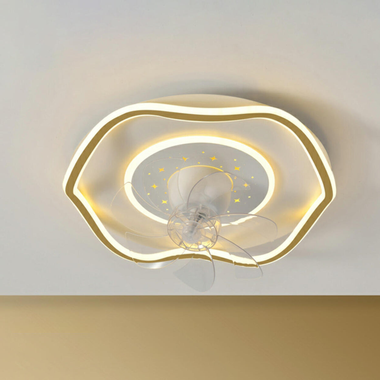 Elegant Round 7 Blade Geometric Stars Ceiling Fan Light Image - 6