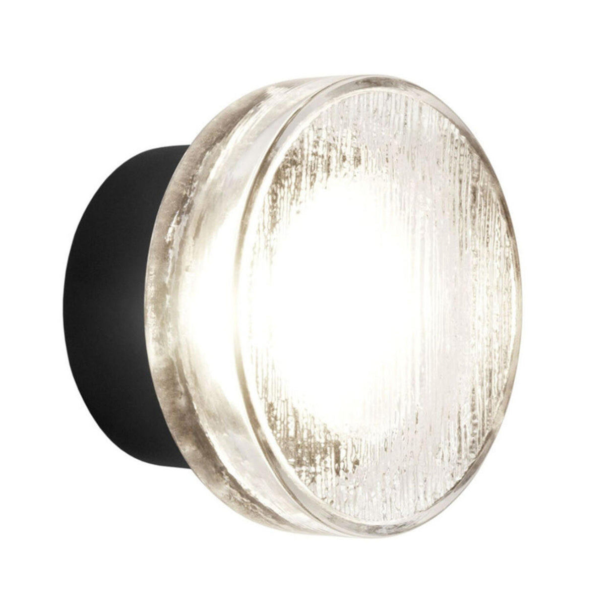 Elegant Round Black and Clear Glass Vanity Wall Light Image - 5