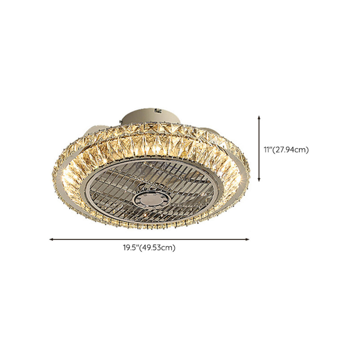 Elegant Round Bladeless Crystal Ceiling Fan with Light