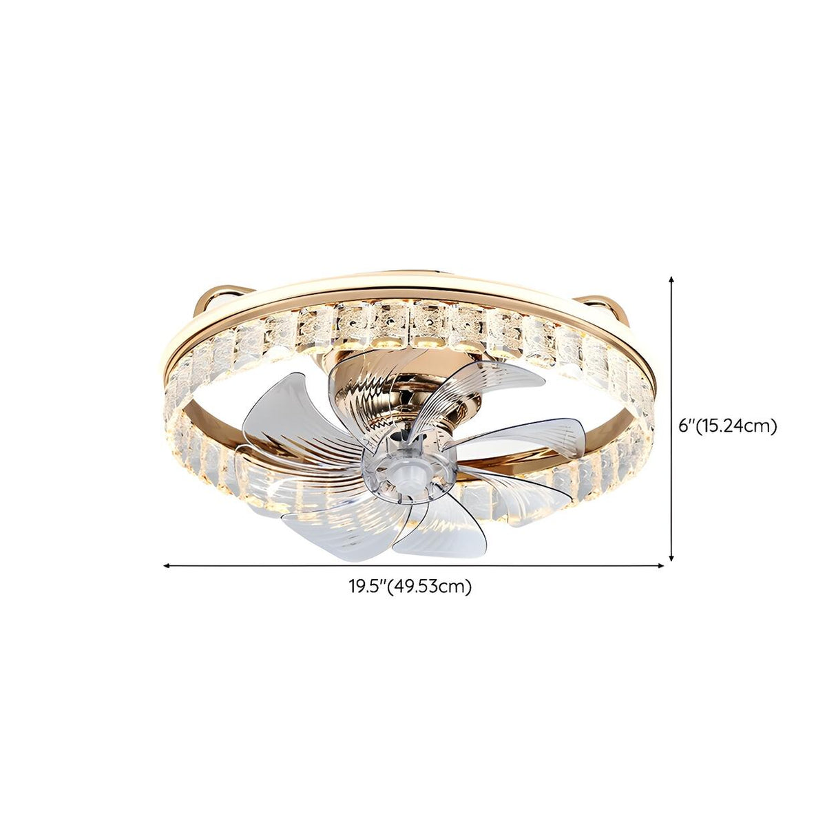 Elegant Round Crystal Modern Ceiling Fan with Light