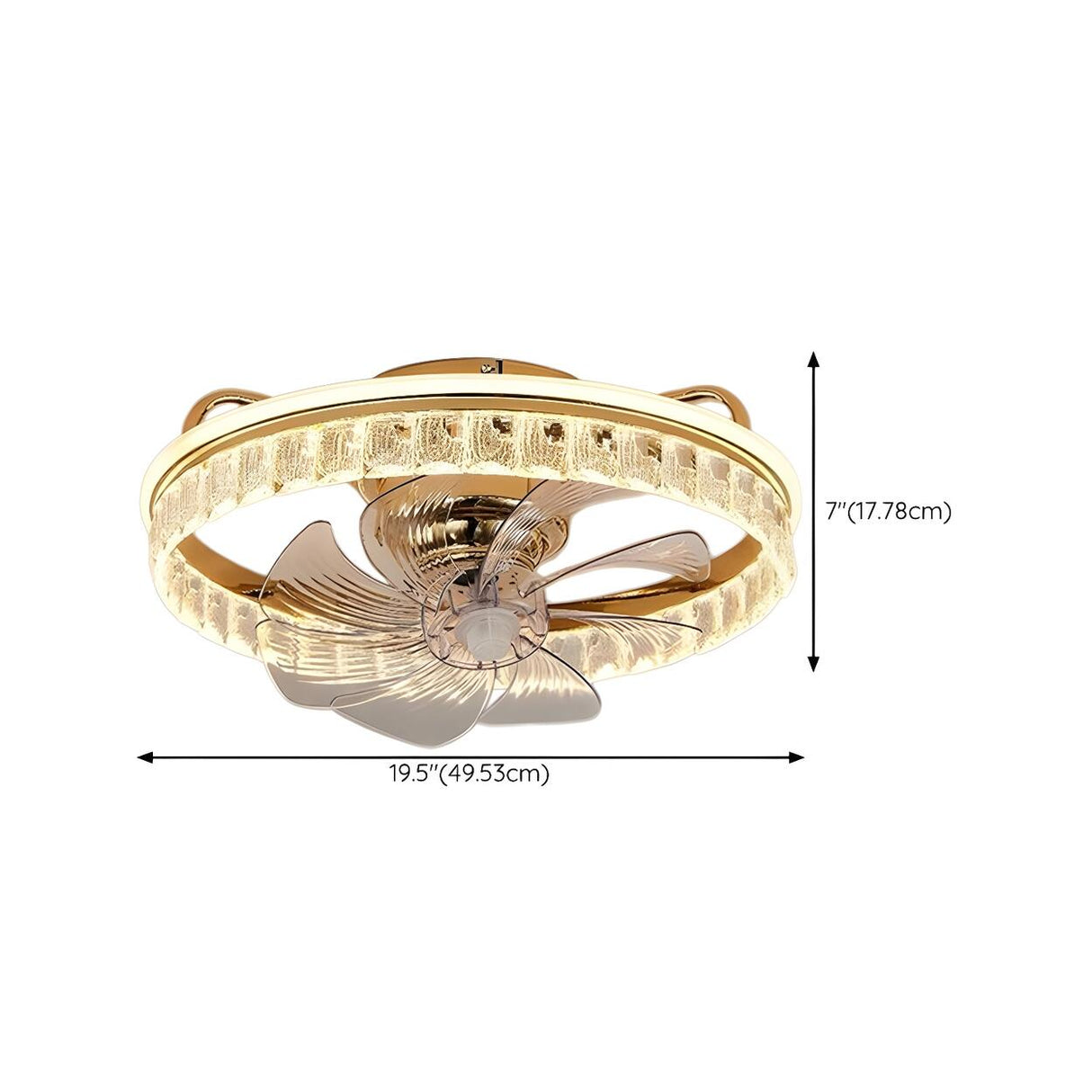 Elegant Round Crystal Windmill Ceiling Fan with Light