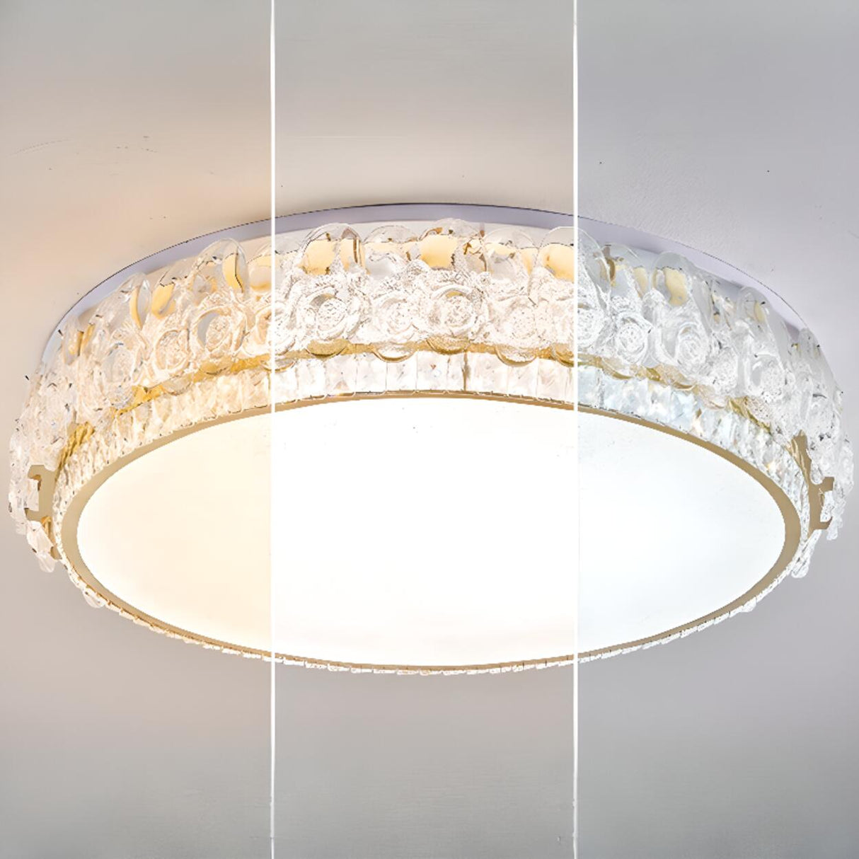 Elegant Round Drum Crystal Flush Mount Ceiling Light Image - 11