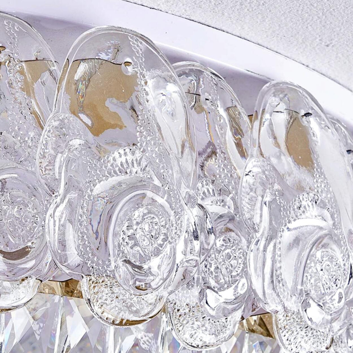 Elegant Round Drum Crystal Flush Mount Ceiling Light Image - 12