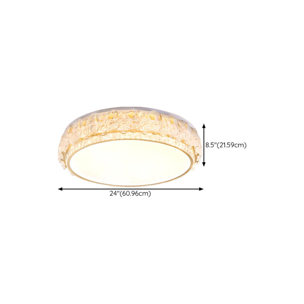 Elegant Round Drum Crystal Flush Mount Ceiling Light Image - 15