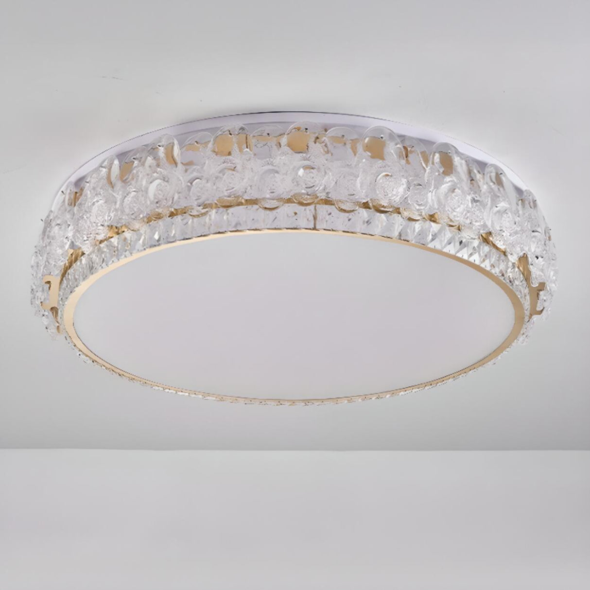 Elegant Round Drum Crystal Flush Mount Ceiling Light Image - 8