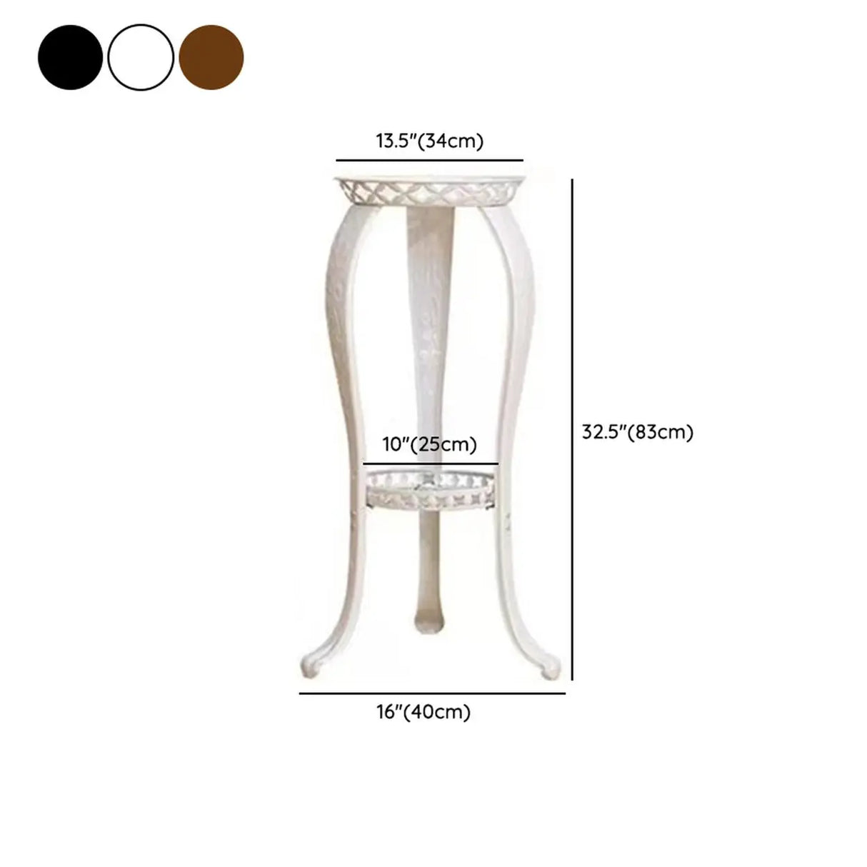 Elegant Round Metal White 2-Tier Plant Stand with Legs