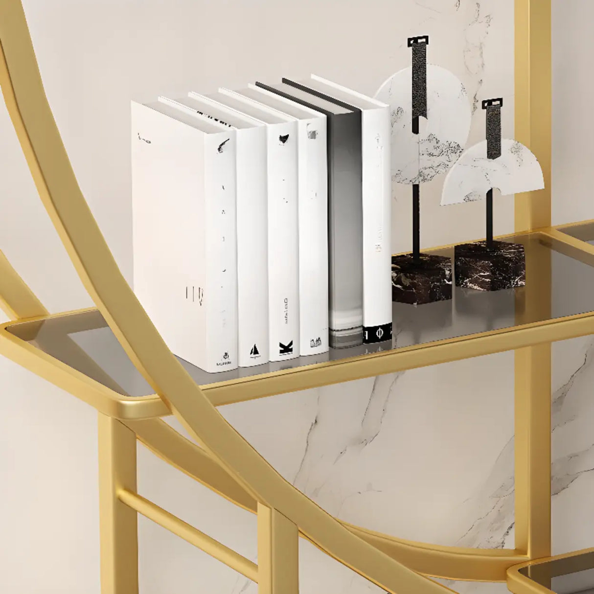 Elegant Round Modern Space Open Back Display Bookshelf Image - 10