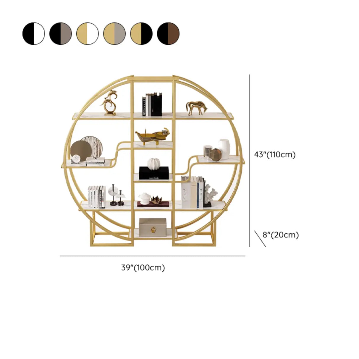 Elegant Round Modern Space Open Back Display Bookshelf