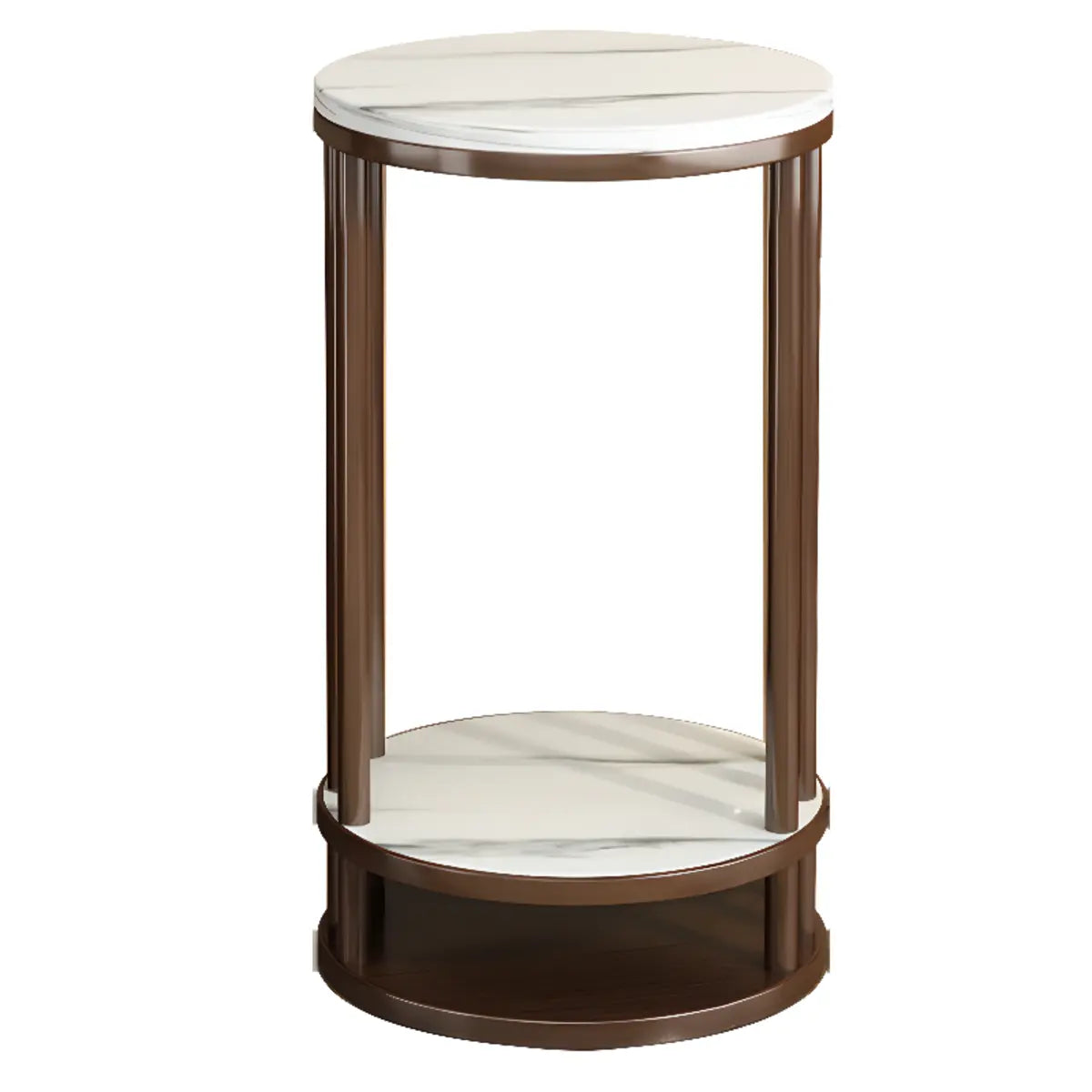 Elegant Round Wood Base Indoor Floor Plant Stand Brown Image - 11