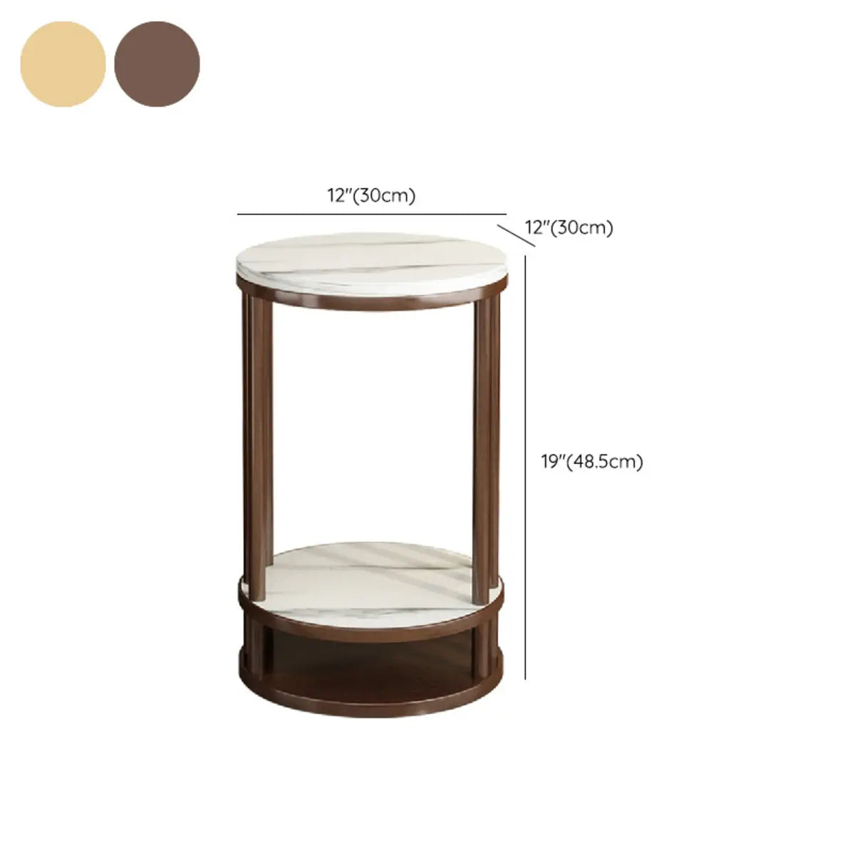 Elegant Round Wood Base Indoor Floor Plant Stand Brown