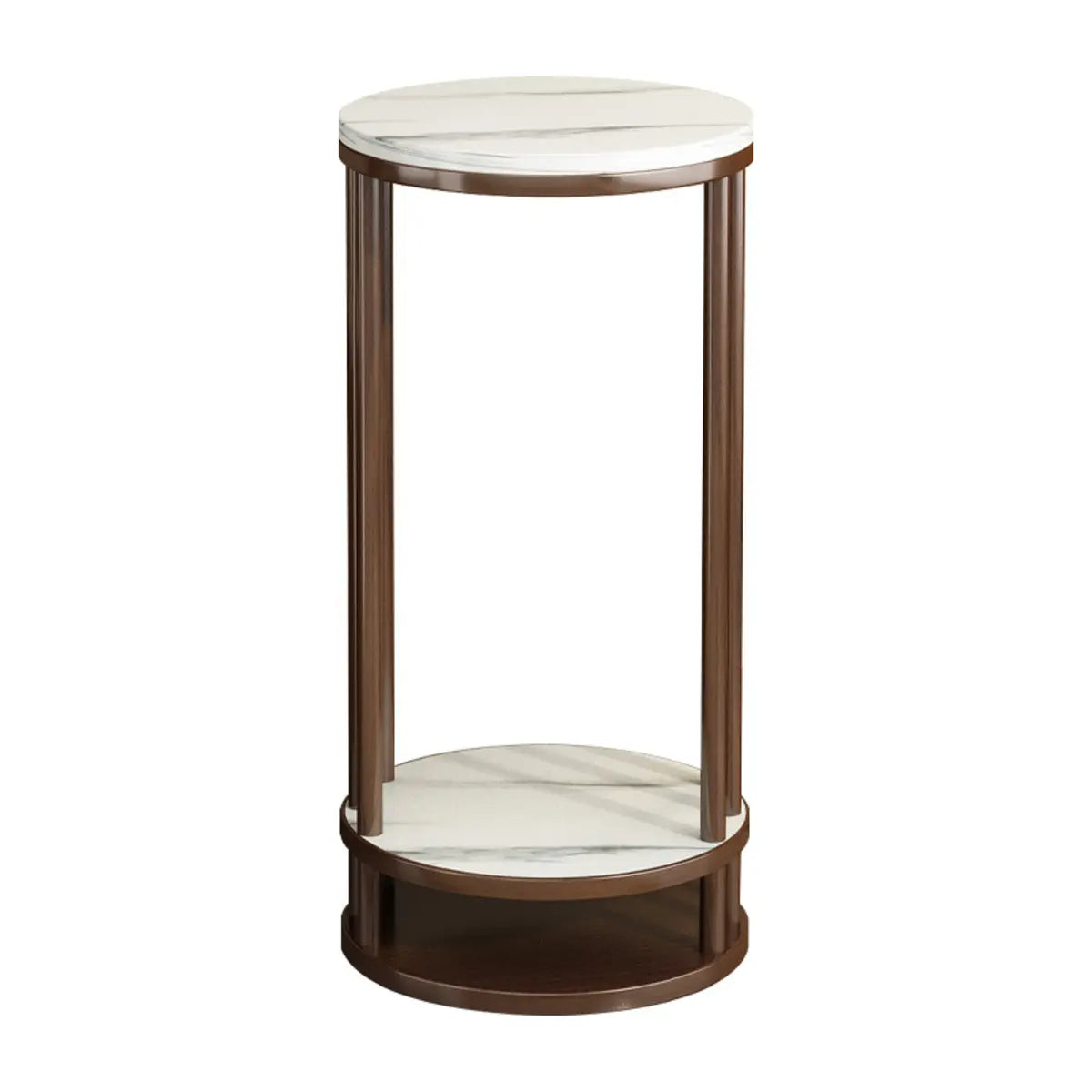 Elegant Round Wood Base Indoor Floor Plant Stand Brown Image - 5