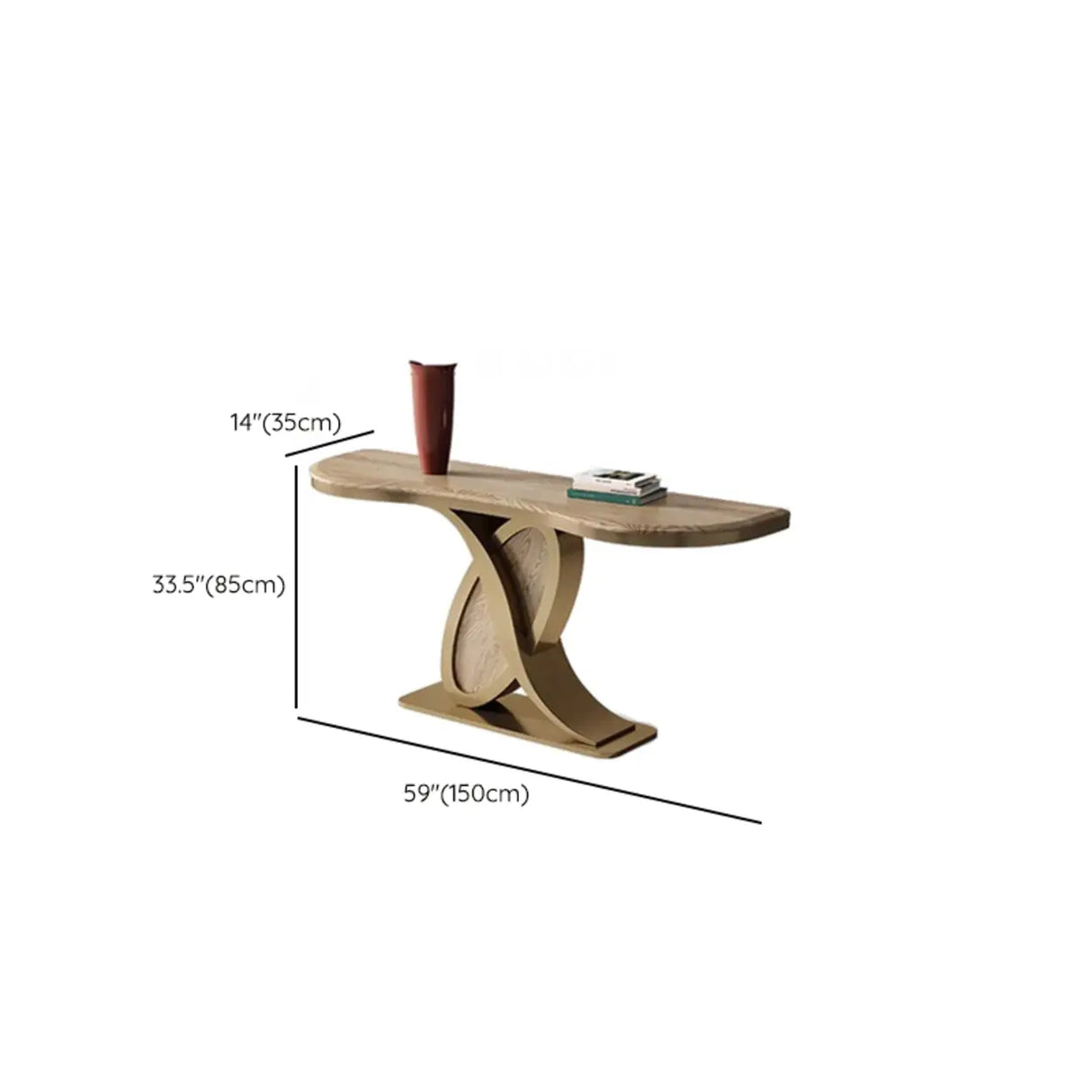 Elegant Sculptural Wooden Ash Abstract Base Console Table Image - 10