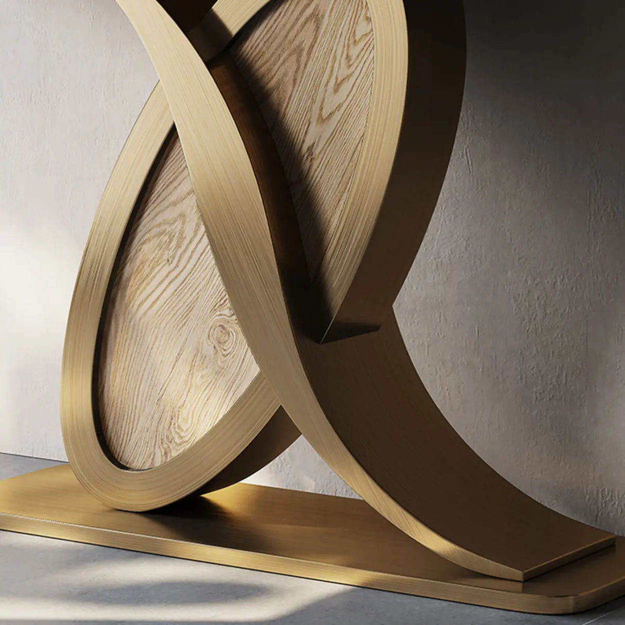 Elegant Sculptural Wooden Ash Abstract Base Console Table Image - 7