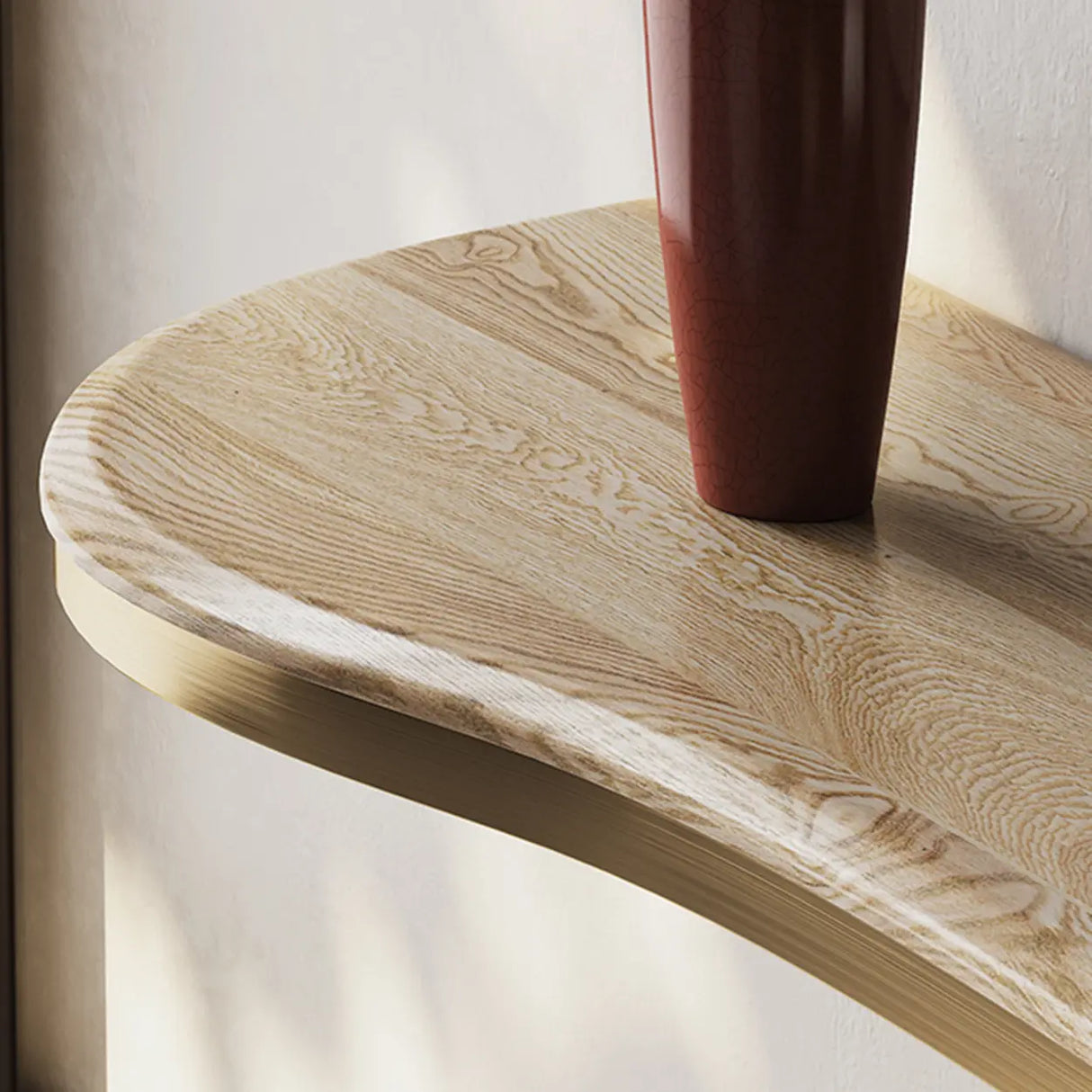 Elegant Sculptural Wooden Ash Abstract Base Console Table Image - 8