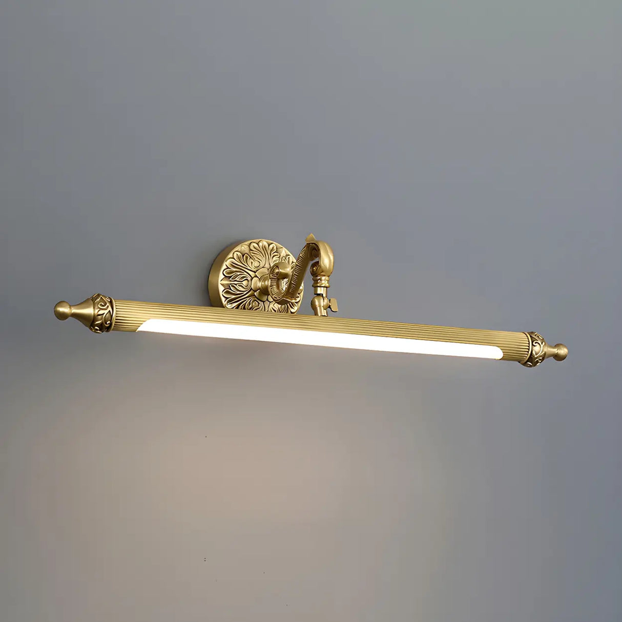 Elegant Simple Gold Linear Brass Mirror Vanity Light Image - 7