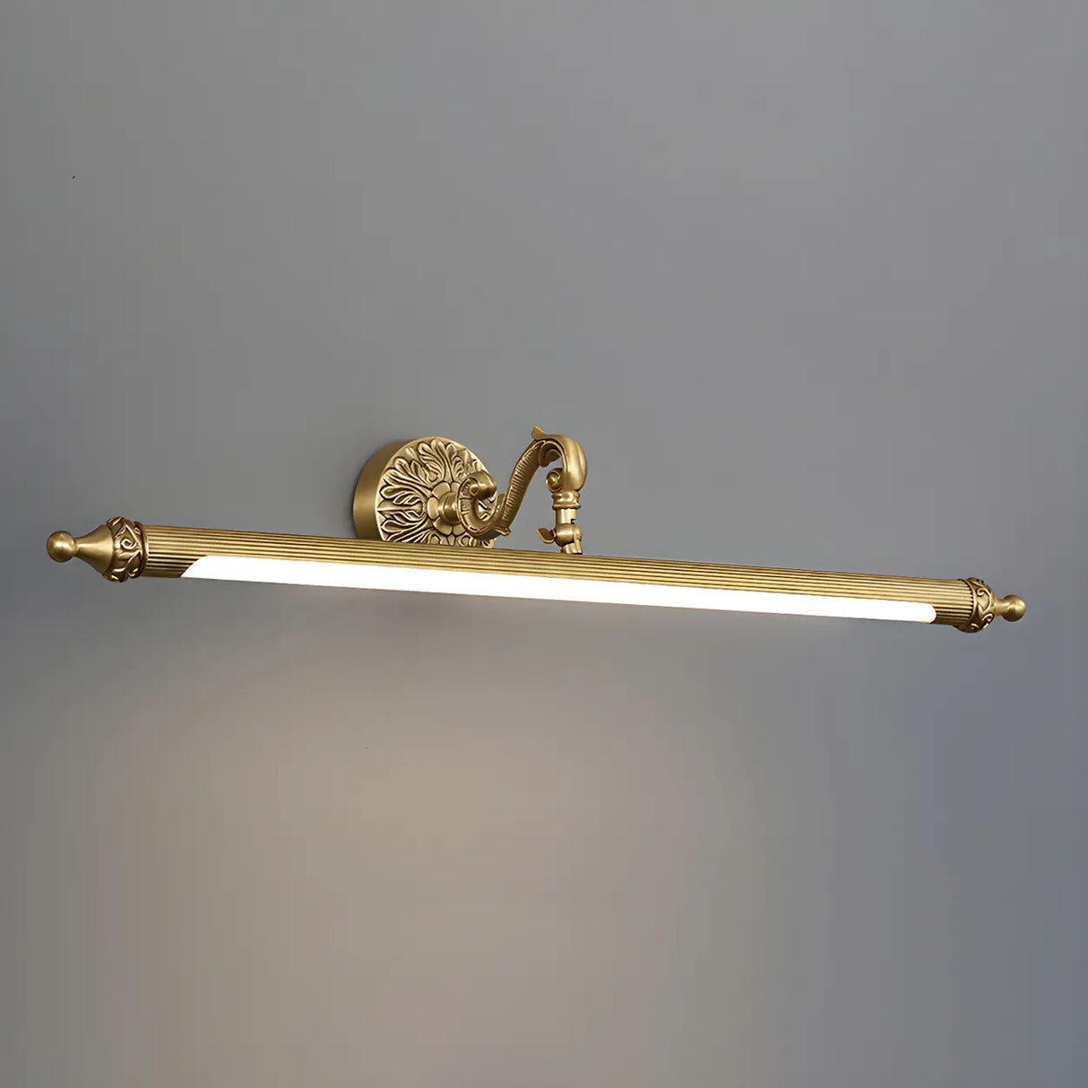 Elegant Simple Gold Linear Brass Mirror Vanity Light Image - 8