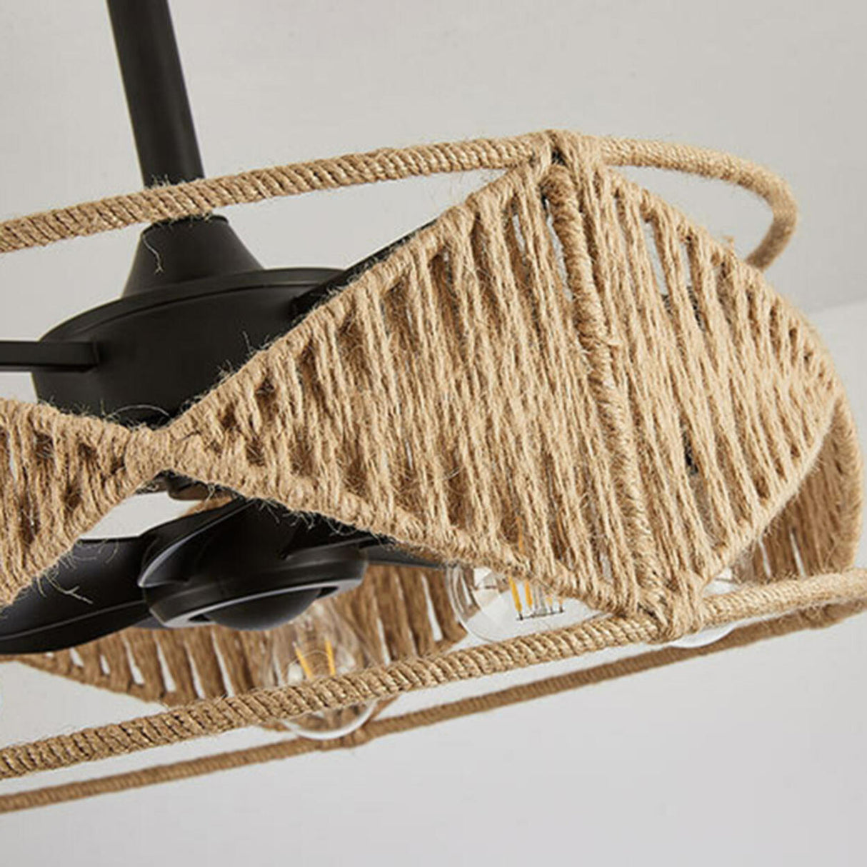 Elegant Simple Rattan Barrel Shade Ceiling Fan Light Image - 14