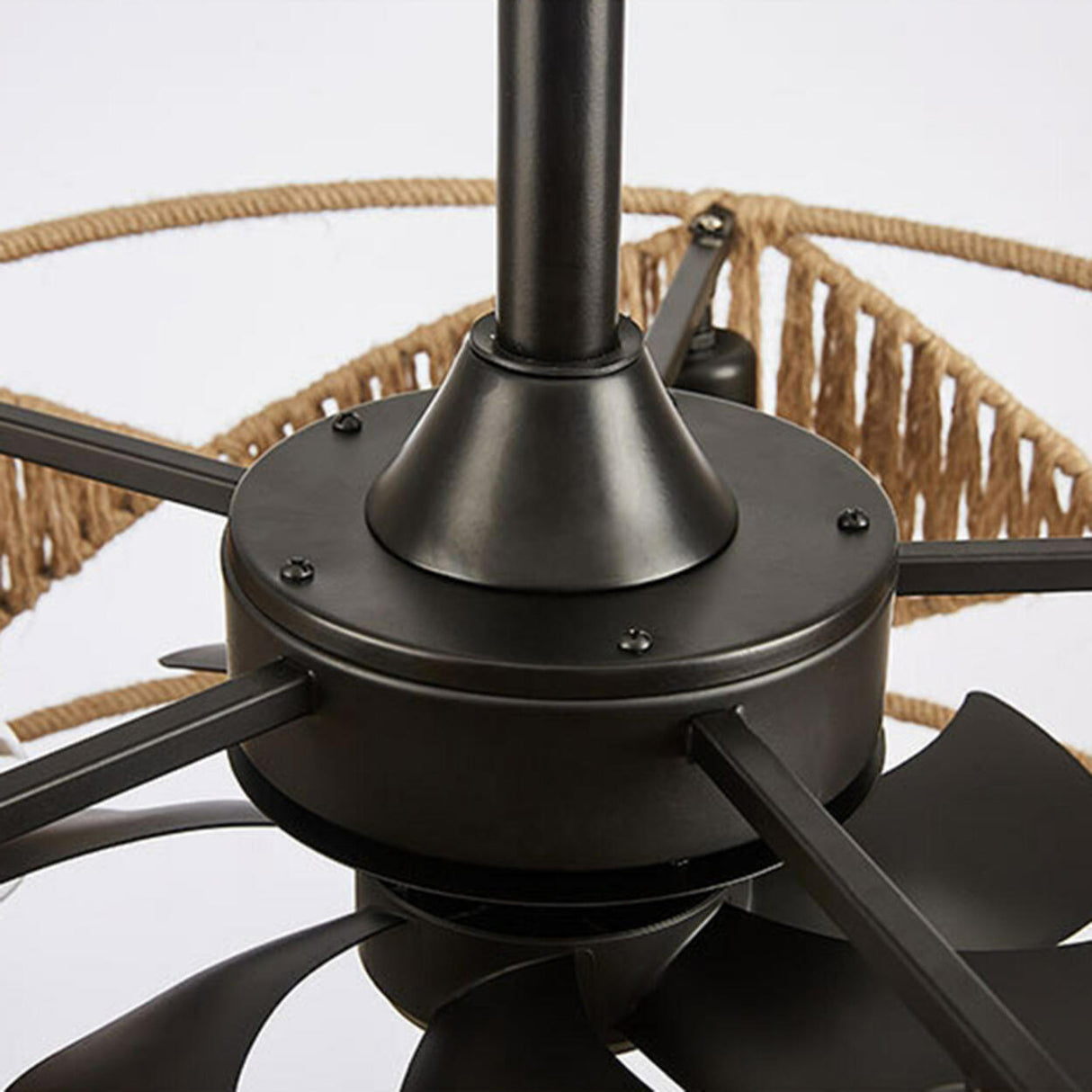 Elegant Simple Rattan Barrel Shade Ceiling Fan Light Image - 15