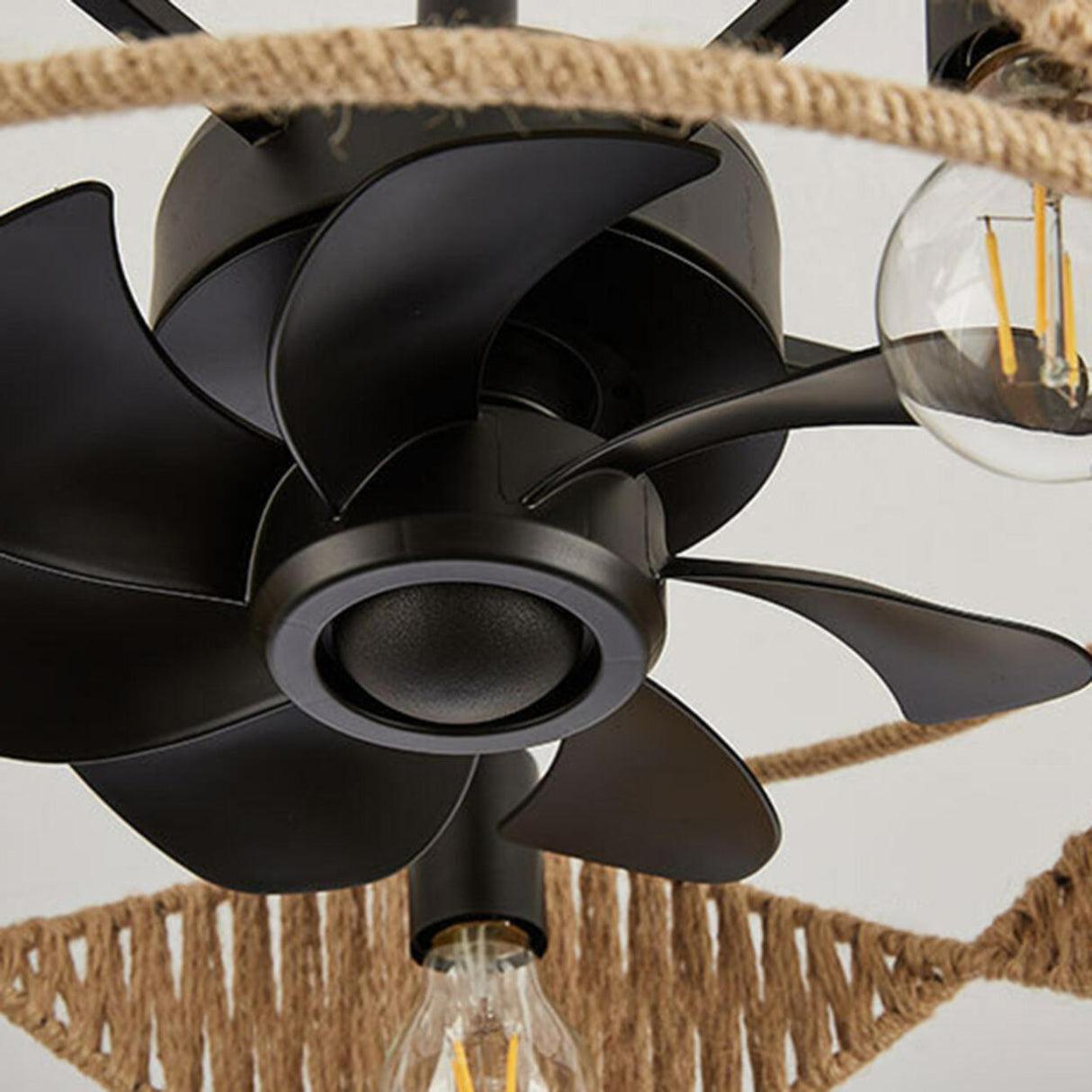 Elegant Simple Rattan Barrel Shade Ceiling Fan Light Image - 16