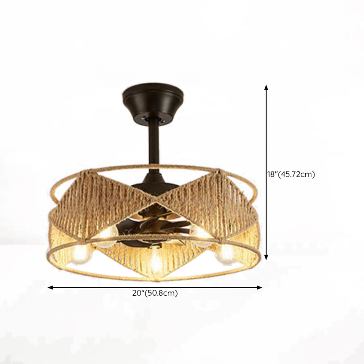 Elegant Simple Rattan Barrel Shade Ceiling Fan Light Image - 18