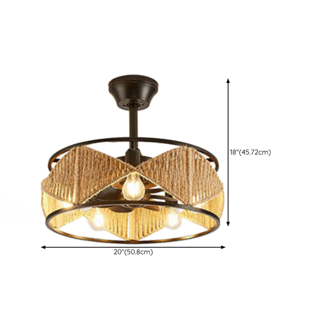Elegant Simple Rattan Barrel Shade Ceiling Fan Light Image - 19