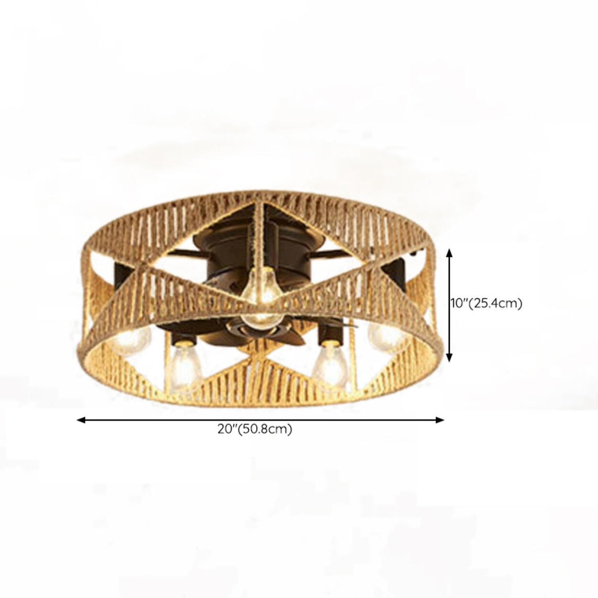 Elegant Simple Rattan Barrel Shade Ceiling Fan Light Image - 20