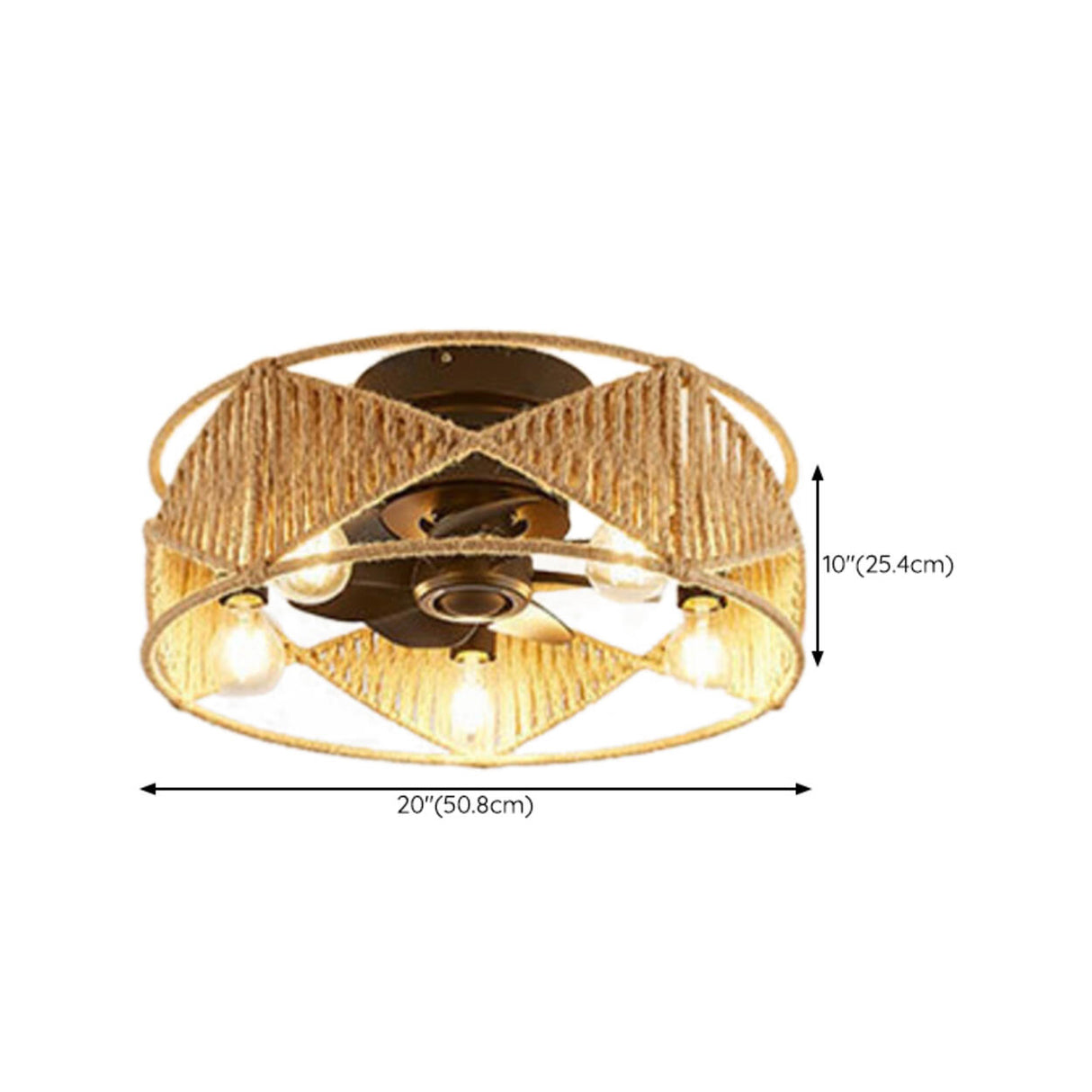 Elegant Simple Rattan Barrel Shade Ceiling Fan Light Image - 21
