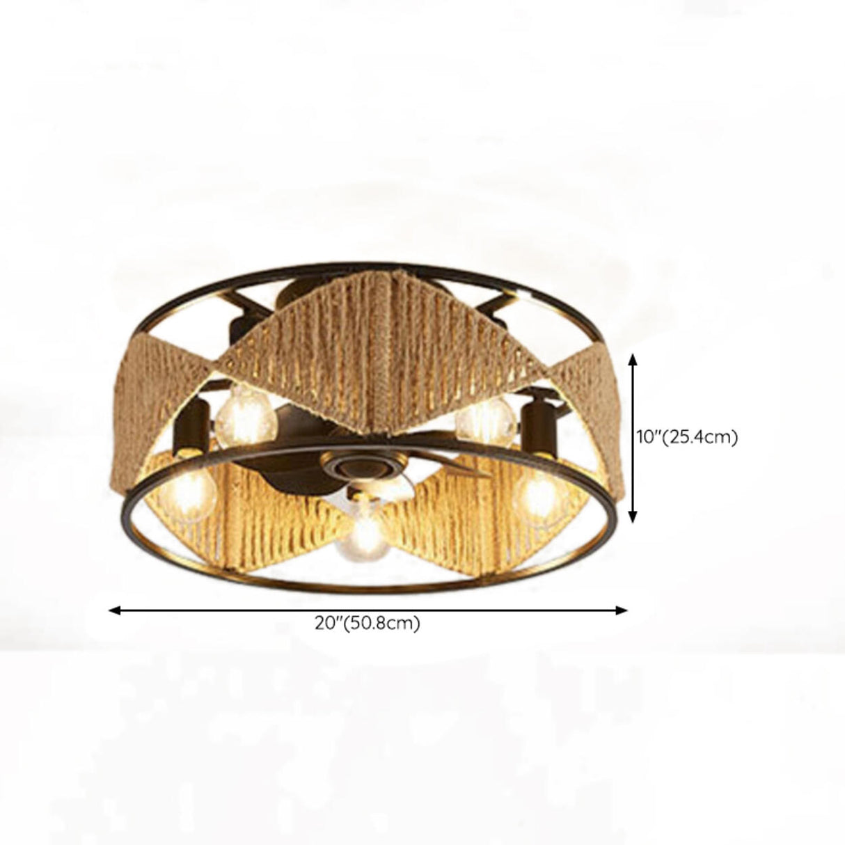 Elegant Simple Rattan Barrel Shade Ceiling Fan Light Image - 22