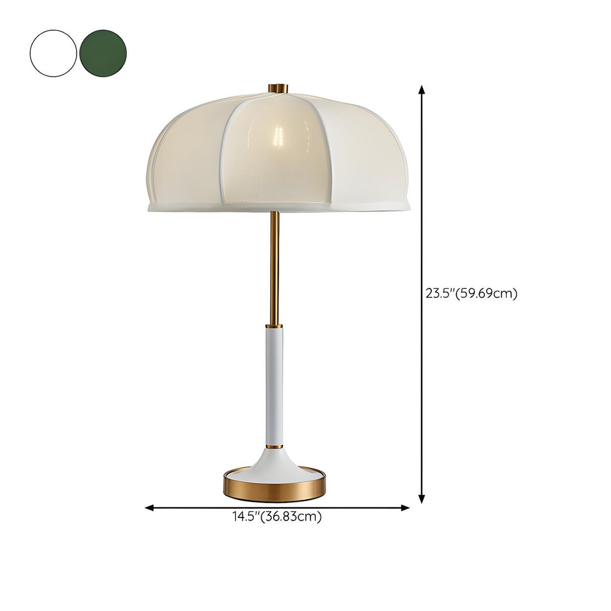Elegant Simple White Drum Dome Fabric Shade Table Lamp