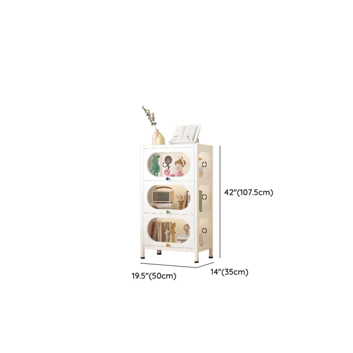 Elegant Steel Living Room White Curio Display Cabinet