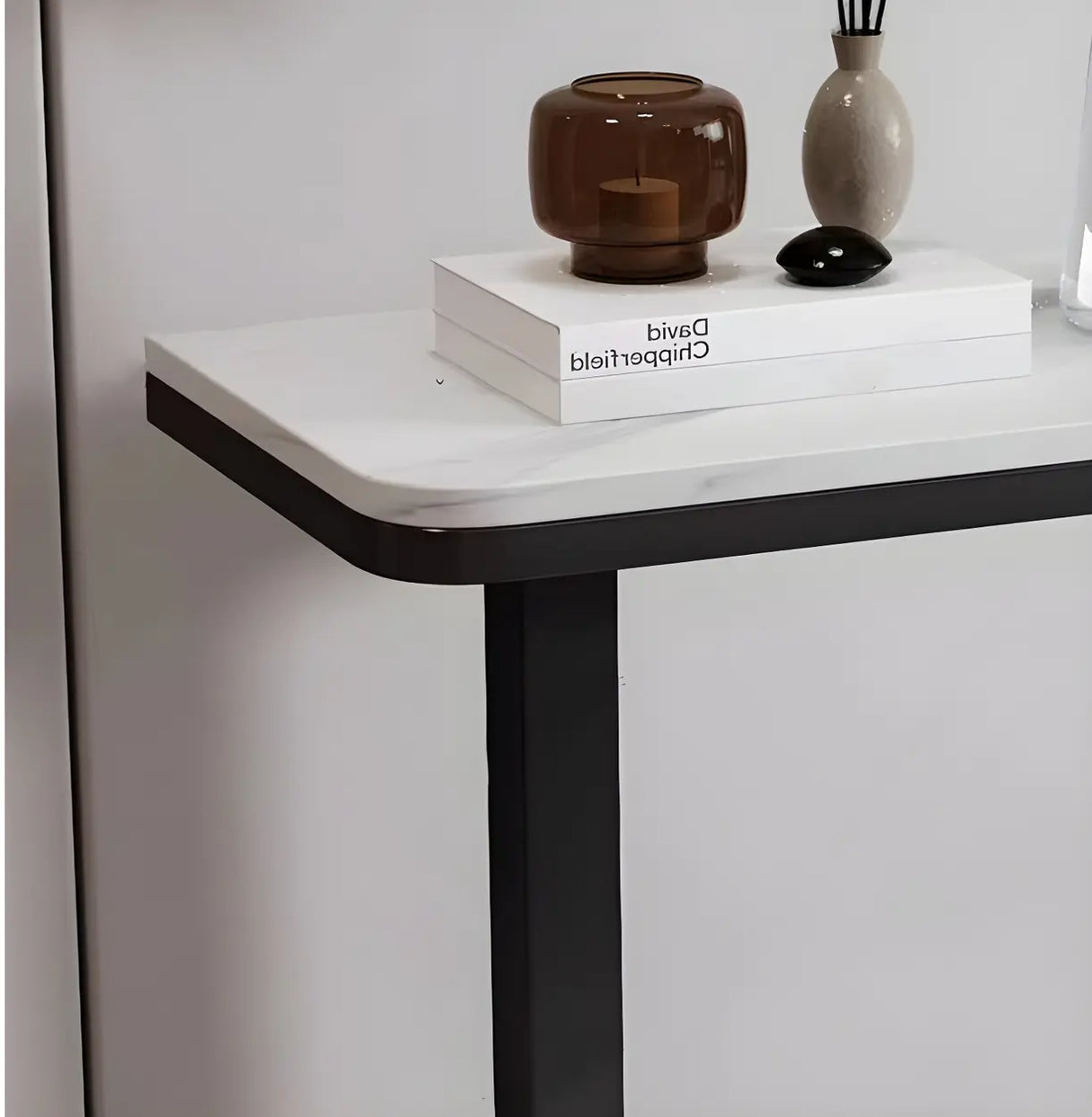 Elegant Stone Top U-Shaped Metal Frame Plant Table Image - 10