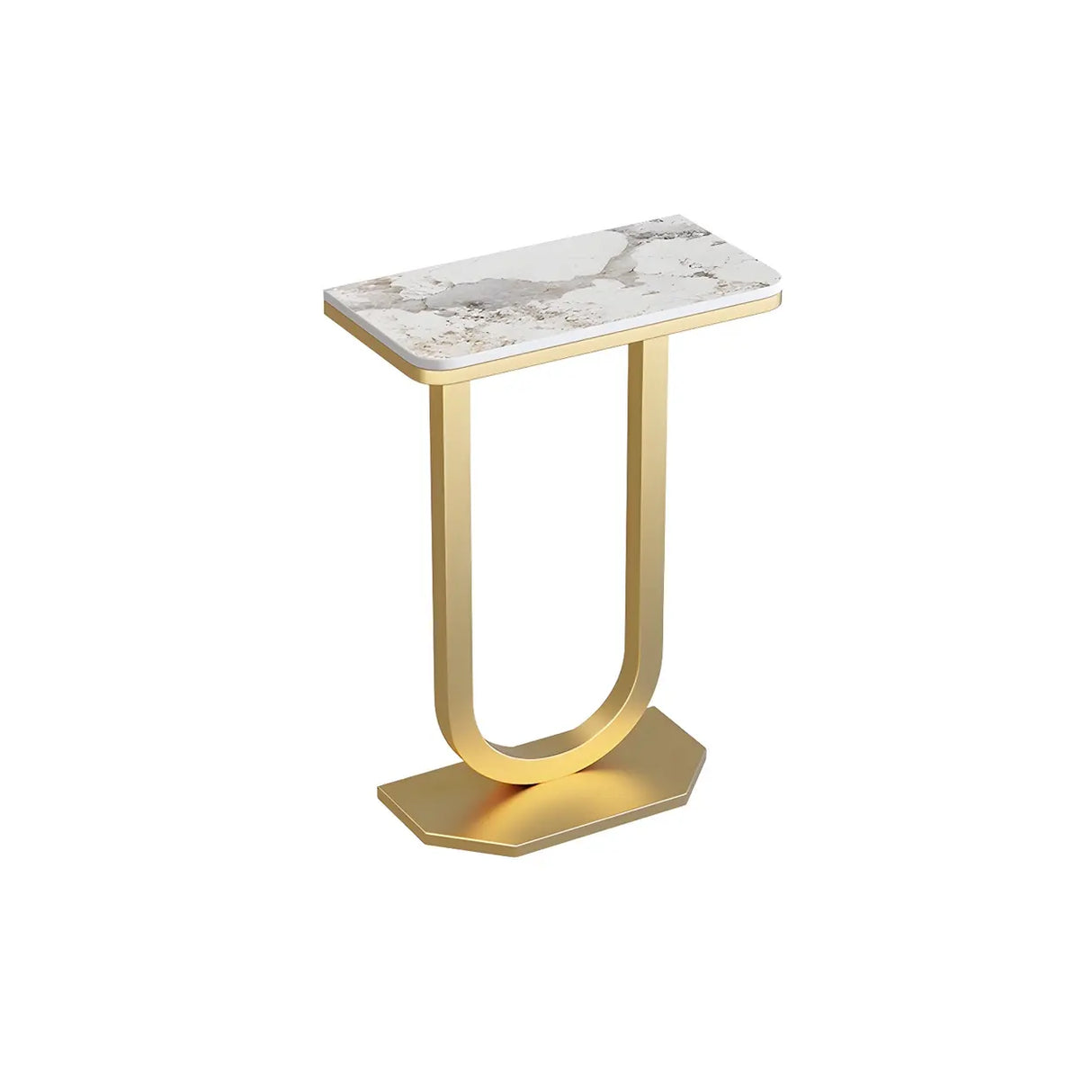 Elegant Stone Top U-Shaped Metal Frame Plant Table Image - 6