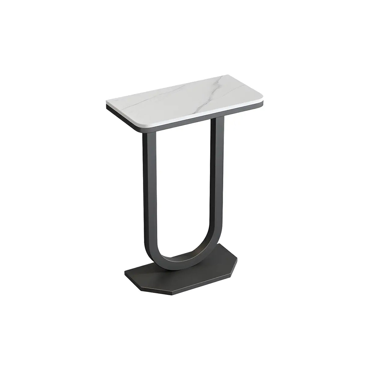 Elegant Stone Top U-Shaped Metal Frame Plant Table Image - 8