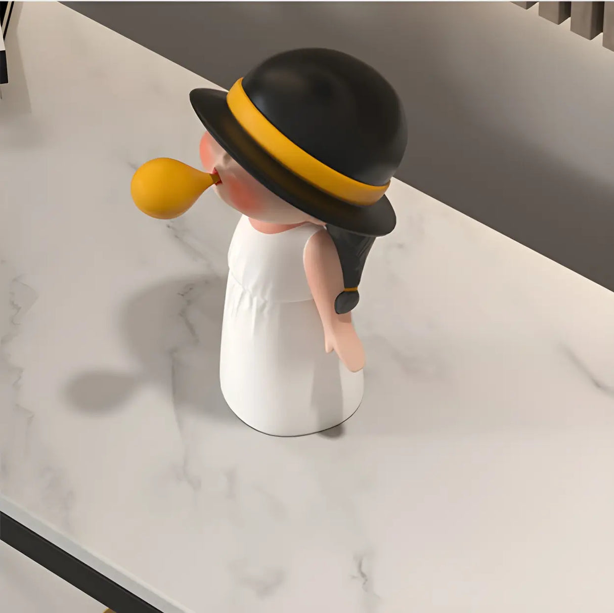 Elegant Stone Top U-Shaped Metal Frame Plant Table Image - 9