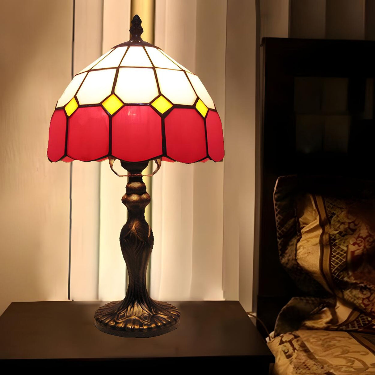 Elegant Tiffany Dome Stained Glass Decor Table Lamp Image - 11