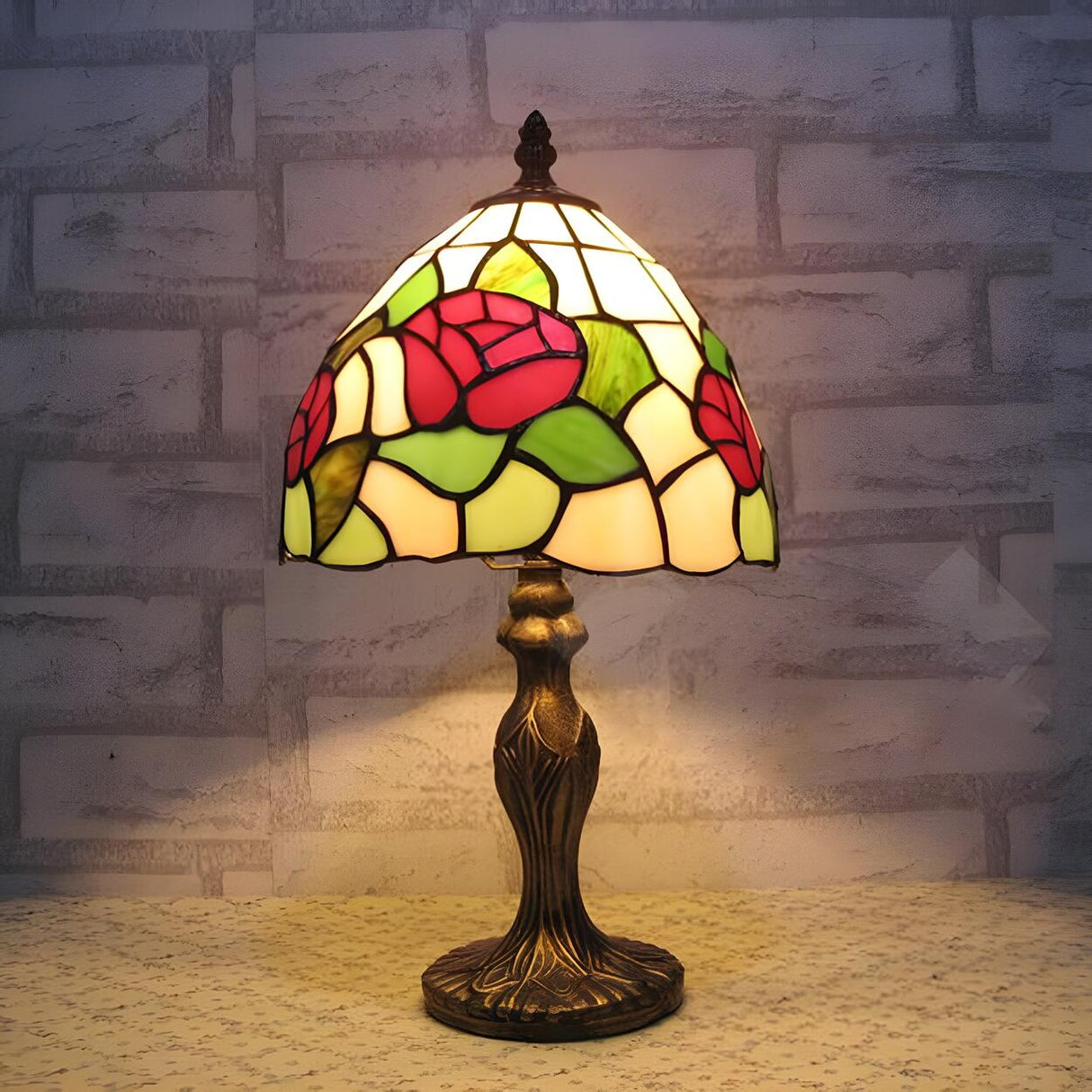 Elegant Tiffany Dome Stained Glass Decor Table Lamp Image - 13