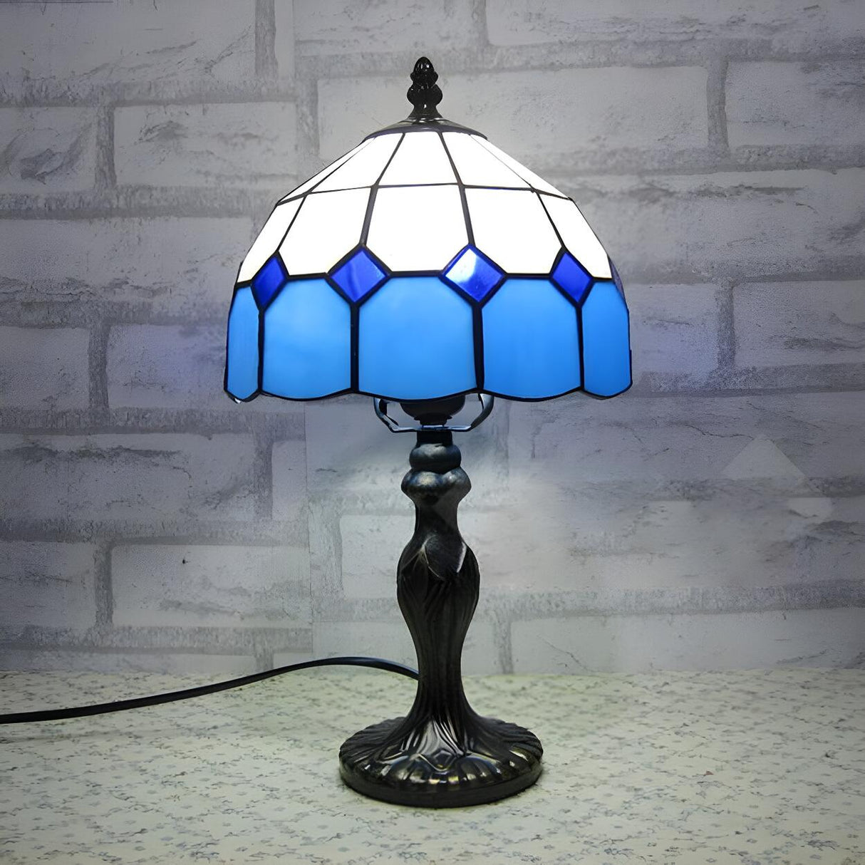 Elegant Tiffany Dome Stained Glass Decor Table Lamp Image - 15
