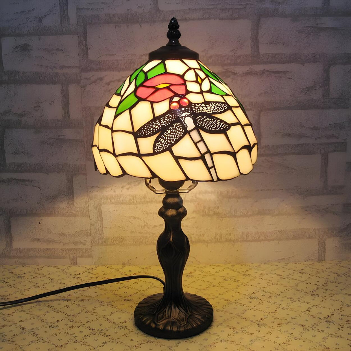 Elegant Tiffany Dome Stained Glass Decor Table Lamp Image - 16