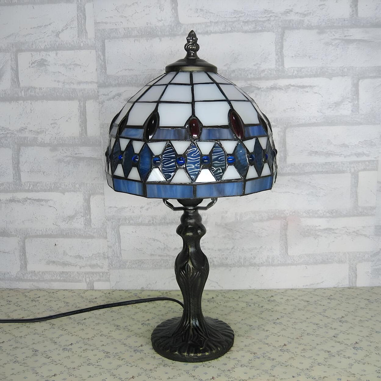 Elegant Tiffany Dome Stained Glass Decor Table Lamp Image - 21