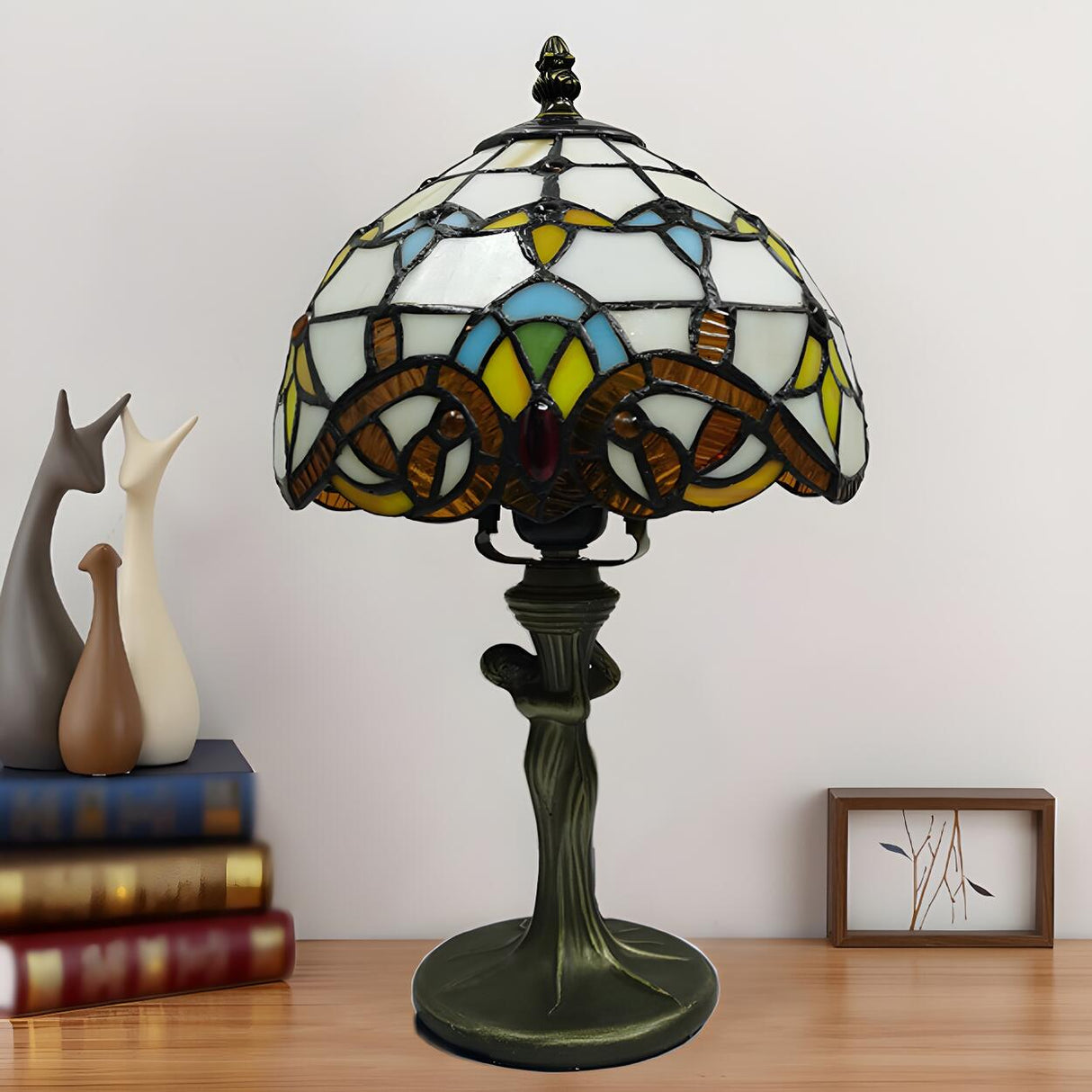 Elegant Tiffany Dome Stained Glass Decor Table Lamp Image - 6