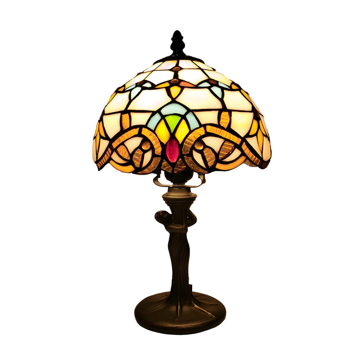 Elegant Tiffany Dome Stained Glass Decor Table Lamp Image - 9